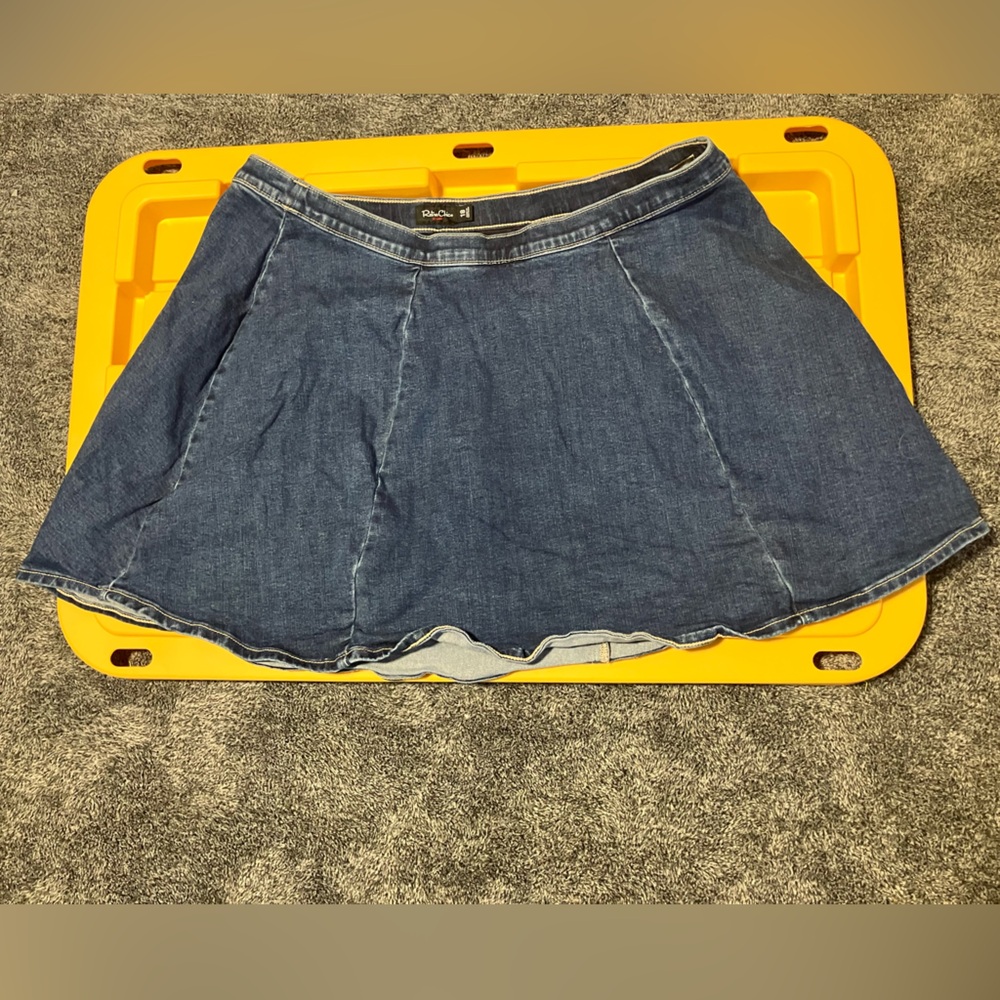 Retro Chic Blue Denim Circle Skirt